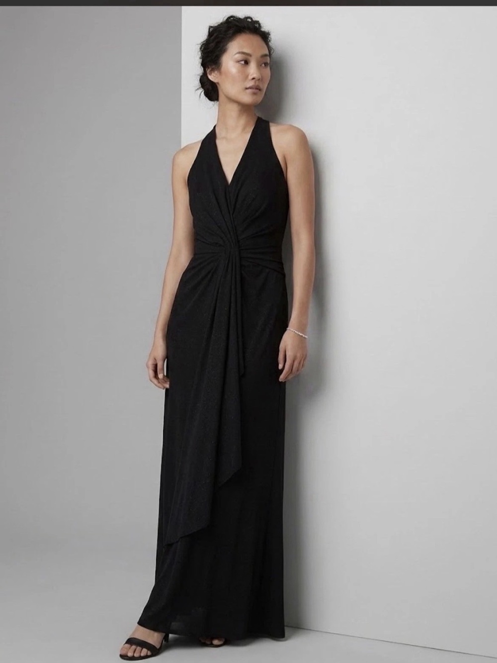 NWT $250 White House Black Market V-Neck Maxi Gown Dress sz 0P
